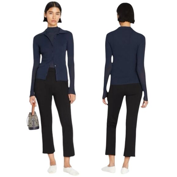 Tory Burch Sport Ponte Flared Black Pull-up Pants Size Small - Picture 1 of 10